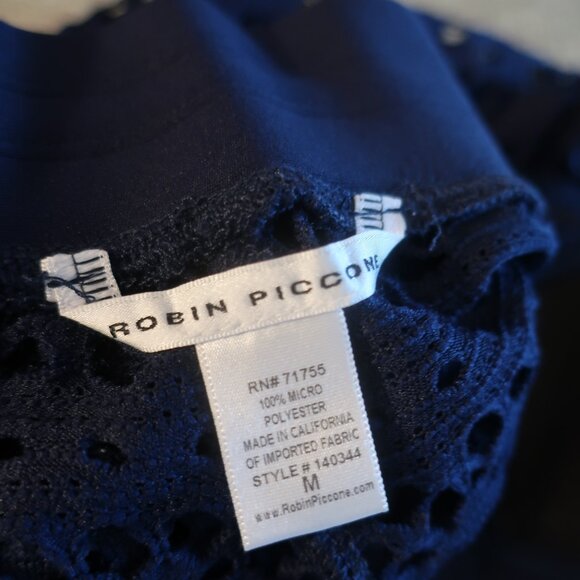 Womens Robin Piccone Navy Crochet 2Pc Set Cover-Up Short/M One Piece Swimsuit/8* - Picture 13 of 13